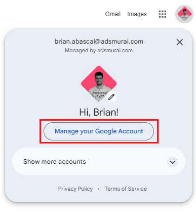 Manage your Google account